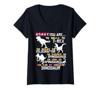 Femme Mommy You Are As Strong As T Rex Dinosaure Fête des Mères T-Shirt avec Col en V