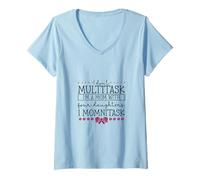 Femme Momnitasking mère - Quatre Filles T-Shirt avec Col en V