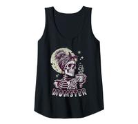 Femme Momster Skull Mom Coffee Lover Halloween Messy Hair Chignon Maman Débardeur