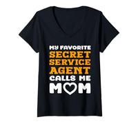 Femme Mon Agent des Services Secrets préféré m'appelle Maman Maman Maman T-Shirt avec Col en V