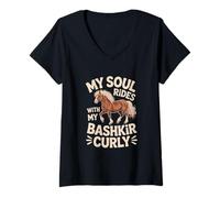 Femme Mon âme chevauche avec Mon Bachkir Curly T-Shirt avec Col en V
