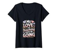 Femme Mon Amour pour l'enseignement me Permet de Continuer T-Shirt avec Col en V