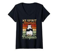 Femme Mon Animal Spirituel Est Un Pingouin Pingouins Pingouin T-Shirt avec Col en V
