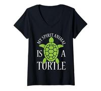Femme Mon Animal Spirituel est Une Tortue T-Shirt avec Col en V