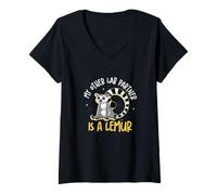 Femme Mon Autre Partenaire de Laboratoire est Un lémurien drôle de zoologie pour Les zoologistes T-Shirt avec Col en V