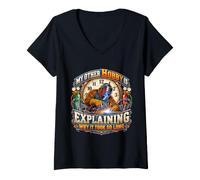 Femme Mon Autre Passe-Temps explique Pourquoi il a Fallu si Longtemps Soudeur T-Shirt avec Col en V