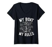 Femme Mon Bateau, Mes règles Funny Anchor Boating T-Shirt avec Col en V