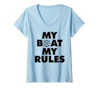 Femme Mon Bateau Mes RÈGLES T-Shirt avec Col en V