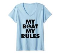 Femme Mon Bateau Mes RÈGLES T-Shirt avec Col en V