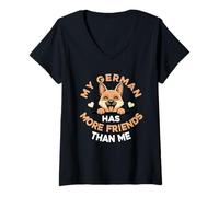 Femme Mon Berger Allemand a Plus d'amis Que Moi T-Shirt avec Col en V