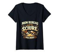 Femme Mon Bureau a envoyé la sciure des Bois T-Shirt avec Col en V