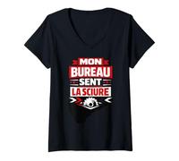 Femme Mon Bureau Sent la Science de l'humour T-Shirt avec Col en V