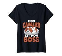 Femme Mon Cavalier Est Mon Boss Chien Marrant T-Shirt avec Col en V