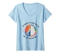 Femme Mon Cerveau a trop d'onglets Ouverts et Je ne Trouve Rien T-Shirt avec Col en V