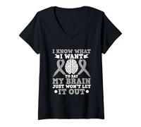 Femme Mon Cerveau Ne Le Laisse Pas Sortir - Trouble De La T-Shirt avec Col en V
