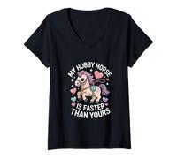 Femme Mon Cheval Amateur est Plus Rapide Que Le Tien, Mignon Poney T-Shirt avec Col en V