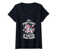 Femme Mon Cheval Amateur est Plus Rapide Que Le Tien, Mignon Poney T-Shirt avec Col en V