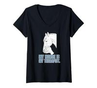 Femme Mon Cheval est Mon thérapeute T-Shirt avec Col en V