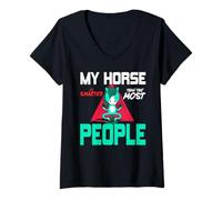 Femme Mon Cheval Est Plus Malin Que Beaucoup d’Humains T-Shirt avec Col en V