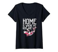 Femme Mon chez-Moi, c’est avec Mes koïs Humour T-Shirt avec Col en V