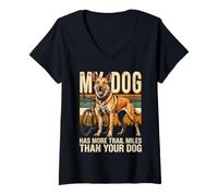 Femme Mon Chien a parcouru Plus de kilomètres Que Le vôtre T-Shirt avec Col en V