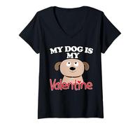 Femme Mon Chien est ma Saint-Valentin T-Shirt avec Col en V
