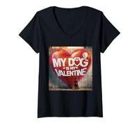 Femme Mon Chien est Mon Graffiti de Rue Doberman pour la Saint-Valentin T-Shirt avec Col en V