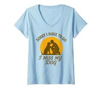 Femme Mon Chien me Manque Désolée de Devoir opter pour Vintage Sunset Love T-Shirt avec Col en V