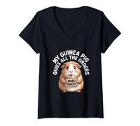 Femme Mon Cochon d'Inde Donne Plus de collations à Toutes Les Commandes T-Shirt avec Col en V