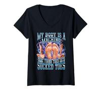 Femme Mon Corps est Une Machine Qui transforme Les Orteils en sucés T-Shirt avec Col en V