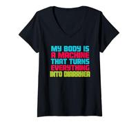 Femme Mon Corps est Une Machine Qui transforme Tout en diarrhée T-Shirt avec Col en V