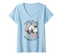 Femme Mon Cou, Mon Dos, ma Crise d'anxiété, mème drôle d'opossum T-Shirt avec Col en V