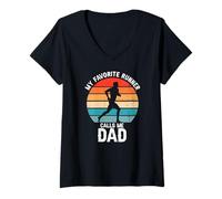Femme Mon Coureur Longue Distance Préféré m'appelle Papa T-Shirt avec Col en V