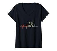 Femme Mon cœur bat pour mon Shiba Inu T-Shirt avec Col en V