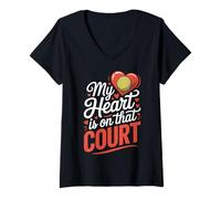 Femme Mon cœur est sur ce Court de Tennis T-Shirt avec Col en V