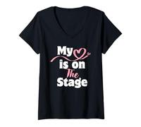 Femme Mon cœur est sur cette scène, maman drôle T-Shirt avec Col en V