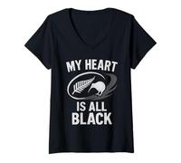 Femme Mon cœur est Tout Noir T-Shirt avec Col en V
