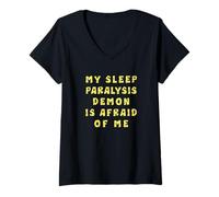 Femme Mon démon de paralysie du Sommeil a Peur de Moi T-Shirt avec Col en V