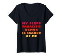 Femme Mon démon de paralysie du Sommeil a Peur de Moi T-Shirt avec Col en V