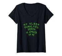 Femme Mon démon de paralysie du Sommeil a Peur de Moi T-Shirt avec Col en V