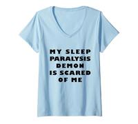 Femme Mon démon de paralysie du Sommeil a Peur de Moi T-Shirt avec Col en V
