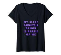 Femme Mon démon de paralysie du Sommeil a Peur de Moi T-Shirt avec Col en V