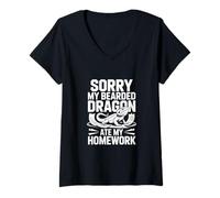 Femme Mon Dragon Barbu a mangé Mes devoirs ! Amoureux du Dragon Barbu T-Shirt avec Col en V