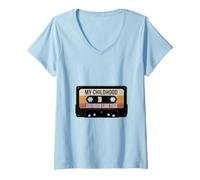 Femme Mon enfance ressemblait à Cette Cassette rétro T-Shirt avec Col en V