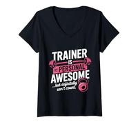 Femme Mon entraîneur personnel est génial mais je ne peux pas compter sur Funny Gym T-Shirt avec Col en V