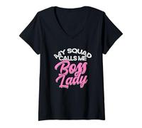 Femme Mon Escouade m'appelle Boss Lady - Coworker Office Work T-Shirt avec Col en V
