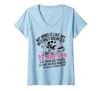 Femme Mon Esprit est comme Un navigateur Internet 19 onglets Open Funny Skull T-Shirt avec Col en V