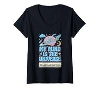 Femme Mon Esprit est l'univers : Le Cerveau d'une Galaxie autiste neurodivergente T-Shirt avec Col en V