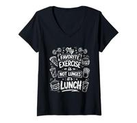 Femme Mon Exercice Prefere C'est Le Dejeuner Humour T-Shirt avec Col en V