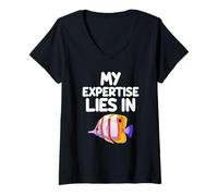 Femme Mon Expertise réside dans Les Poissons de récif à Bande de cuivre T-Shirt avec Col en V